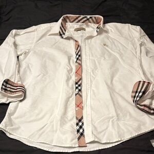 Burberry White Shirt with Plaid Accents